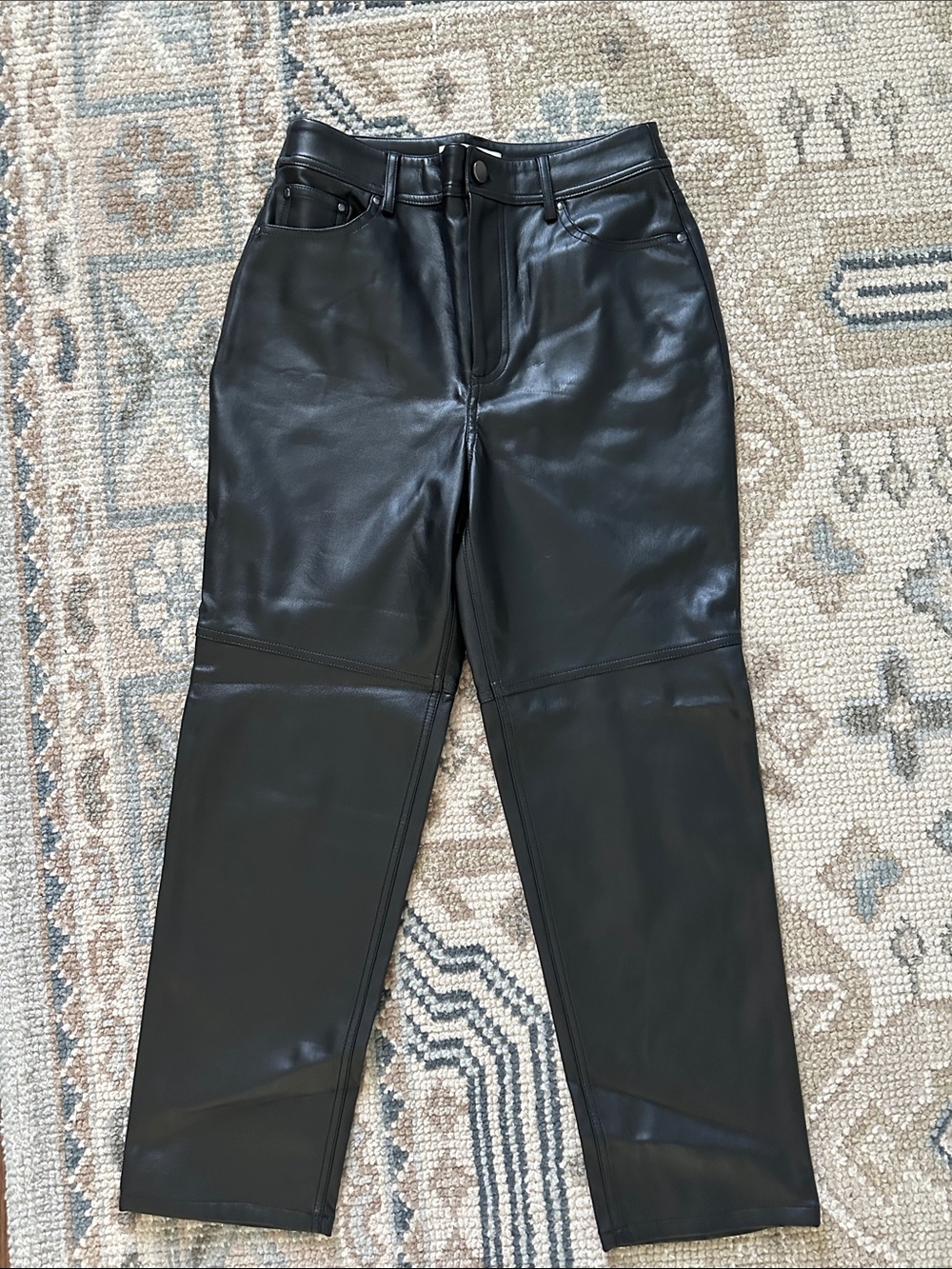 High waist new w/o tag Boden Black Faux Leather women’s ankle  Pants - size 4